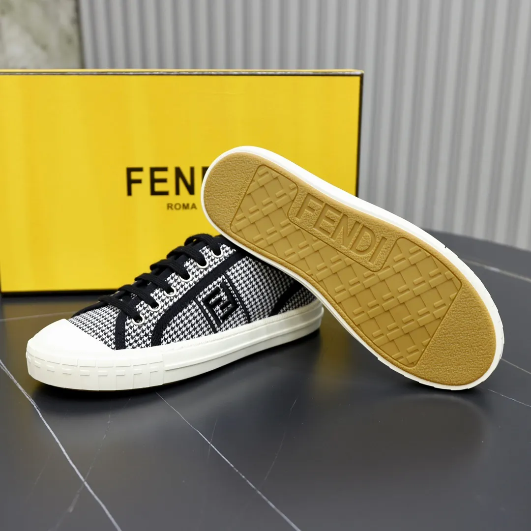 Men's men's shoes 💰380 [New style] 🍿🍿Fendi 👫Couple style low-top canvas shoes, Fendi 2024 spring and summer new lace-up canvas shoes, upper FF jacquard fabric, decorated with same-color satin trim, soles FF engraved decoration, soft elastic foot feel, perfect foot comfort! Size: 35-40 Male 38-45